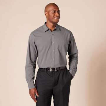 Amazon Essentials Men's Regular-Fit Long-Sleeve Casual Poplin Shirt, Grey, XX-Large