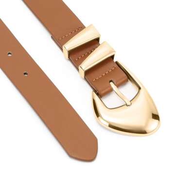 XZQTIVE Women's Leather Belts for Jeans Dress Pants Black Brown Belts for Women Ladies Waist Belts with Gold Buckle