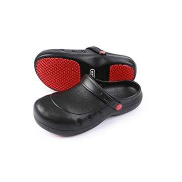 Men or Women Kitchen and Chef Shoes Safety Work Steel Toe Clog Black (Black, Adult, Men, 7.5, Numeric, US Footwear Size System, Wide)