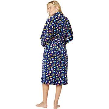 Intimo Women's Happy Hanukkah Robe, Blue, L/XL