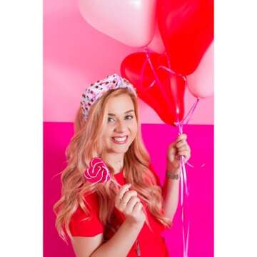 JERTOCLE Valentine's Day Headband for Women XOXO LOVE Candy Heart Knotted Headband Embellished Cryst...