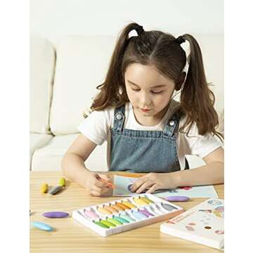 YPLUS Peanut Crayons for Kids, 12 Pastel Colors Washable Toddler Crayons, Non-Toxic Baby Crayons for Ages 2-4, 1-3, 4-8, Coloring Art Supplies Christmas Stocking Stuffers for Kids Toddler