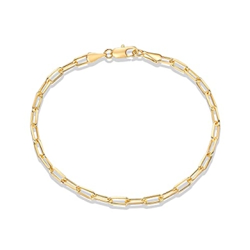 PAVOI 14K Gold Plated Adjustable Paperclip Chain Bracelet for Women