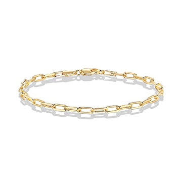 PAVOI 14K Gold Plated Paperclip Chain Bracelet for Women