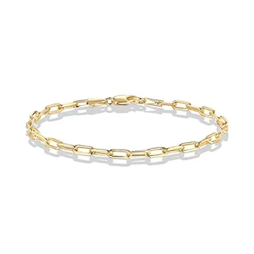 PAVOI 14K Gold Plated Paperclip Chain Bracelet for Women