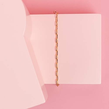PAVOI 14K Gold Plated Paperclip Chain Bracelet for Women