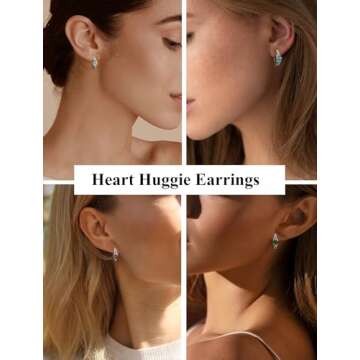 Vesitim Celtic Knot Hoop Earrings 925 Sterling Silver Heart Huggie Earring Created Emerald Jewelry Gift for Women