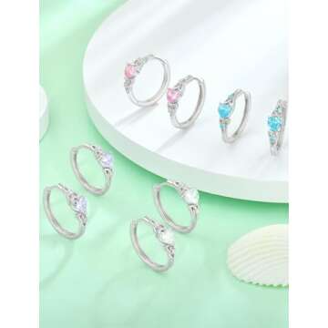 Vesitim Celtic Knot Hoop Earrings 925 Sterling Silver Heart Huggie Earring Created Emerald Jewelry Gift for Women