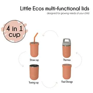 LITTLE ECOS Double walled insulated stainless steel kids & toddler cups with straws and lids | Best Sippy cups with straw for boys 1+ year old | Holds 12oz capacity - On the Go Travel containers