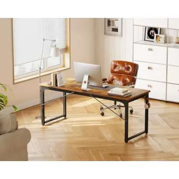 Coleshome 63 Inch Computer Desk, Modern Simple Style Desk for Home Office, Study Student Writing Desk, Vintage