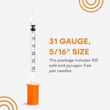 Care Touch CTIS315 Insulin Syringe, 31 Gauge, 5/16" Size, Pack of 100