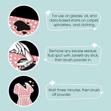 Janie Dry Stick Spot Cleaner (.4 oz) – Portable Instant Stain Remover Stick for Clothes – Magic Eraser Pen for Laundry, Travel, and On-the-Go Stain Removal – Compact, Safe, and Easy to Use