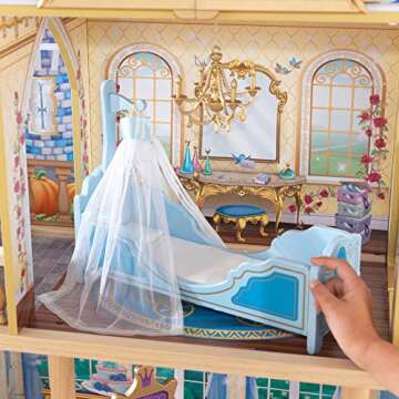 KidKraft Disney® Princess Cinderella Royal Dream Wooden Castle Dollhouse, Over 4 Feet Tall with 12 Pieces, Blue, Gift for Ages 3+