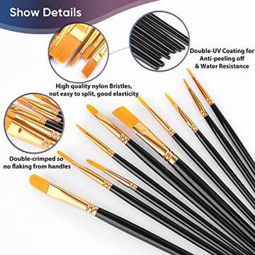 20-Piece Paint Brushes Set for Art & Crafts Supplies