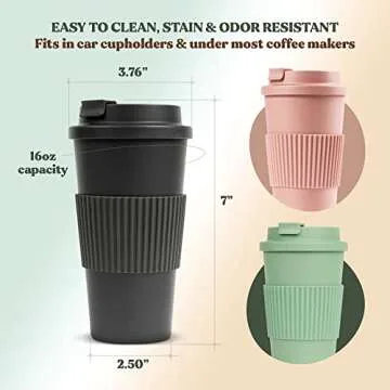 FEBU Eco-Friendly Reusable Coffee Cup - 16oz Dusty Rose