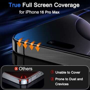 Ferilinso [Auto Dust Install] 3 Pack Screen Protector for iPhone 16 Pro Max [Phone Case fit], 3 Temp...