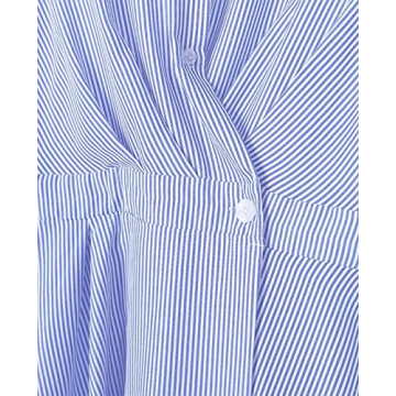 Ladyful Striped Shirt Dress for Women in Elegant Blue