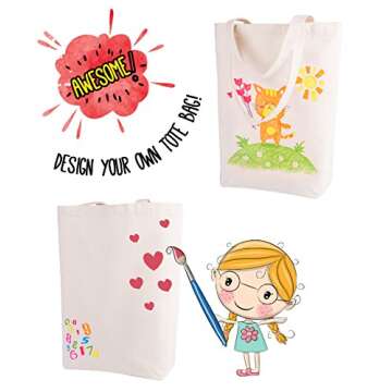 Lily Queen Natural Canvas Tote Bags DIY for Crafting and Decorating Reusable Grocery Washable Bag Sh...