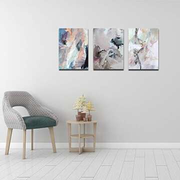 Meigan Art Canvas Wall Art Abstract Painting Prints Wall Decor Contemporary Painting Modern Artwork Pictures Framed Ready to Hang (12X16InchX3)