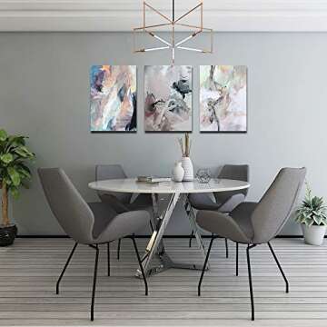 Meigan Art Canvas Wall Art Abstract Painting Prints Wall Decor Contemporary Painting Modern Artwork Pictures Framed Ready to Hang (12X16InchX3)