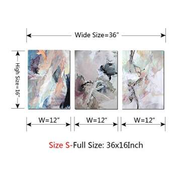 Meigan Art Canvas Wall Art Abstract Painting Prints Wall Decor Contemporary Painting Modern Artwork Pictures Framed Ready to Hang (12X16InchX3)