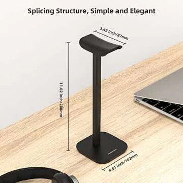 MANMUVIMO Headphone Stand, Desktop Headset Holder Heavy Base Desk Earphone Stand Aluminum Gaming Hea...