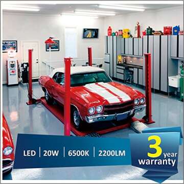 Barrina LED T5 Integrated Single Fixture, 4FT, 2200lm, 6500K (Super Bright White), 20W, Utility Shop Light, Ceiling and Under Cabinet Light, ETL Listed, Corded Electric with ON/Off Switch, 8 Pack