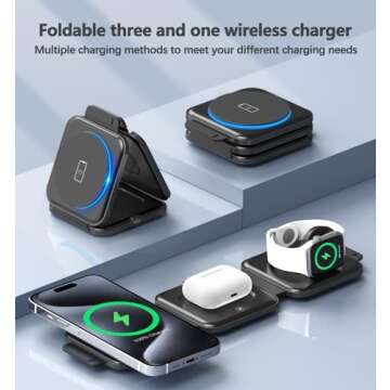 3 in 1 Charging Station for Apple Devices 20W Foldable Mag-Safe Charger for Travel Wireless Charger ...