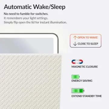 HUGOAI Travel Makeup Mirror with Light - 11.9" True Color Lighted Mirror, 2000mAh Rechargeable Portable Foldable 100 Led Compact Mirror, 3 Color Lighting Modes