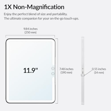 HUGOAI Travel Makeup Mirror with Light - 11.9" True Color Lighted Mirror, 2000mAh Rechargeable Portable Foldable 100 Led Compact Mirror, 3 Color Lighting Modes