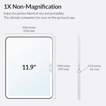 HUGOAI Travel Makeup Mirror with Light - 11.9" True Color Lighted Mirror, 2000mAh Rechargeable Portable Foldable 100 Led Compact Mirror, 3 Color Lighting Modes