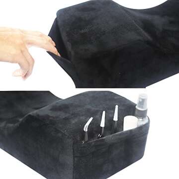 MNpartnery Salon Eyelash Extension Neck Pillow - Comfortable Velvet Beauty Memory Foam Pillow,to Protect The Neck When Used for Lash Extension Grafting Make Up (Black)