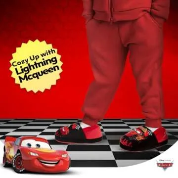 Disney Pixar Cars Lightning McQueen Slippers - Boys PJ House Shoes Pajama Indoor Warm Kids Slipper -...