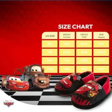 Disney Pixar Cars Lightning McQueen Slippers - Boys PJ House Shoes Pajama Indoor Warm Kids Slipper - Red Black (size 5-6 Toddler)