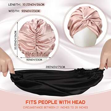 Vabean 3 Pieces Silk Hair Wrap for Sleeping Women Bonnet Silk Sleeping Bonnet Elastic Care Sleep Cap...