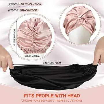 Vabean 3 Pieces Silk Hair Wrap for Sleeping Women Bonnet Silk Sleeping Bonnet Elastic Care Sleep Cap...