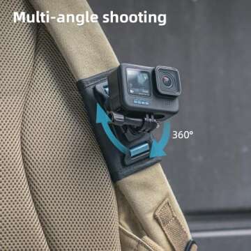 SKEZN Backpack Shoulder Strap Mount Camera with Adjustable Shoulder Pad and 360 Degree Rotating Base Compatible with GoPro Hero 13 Black, Hero 12/11/9/8, DJI Action 5 Pro/4/3, AKASO and More