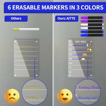 AITEE Acrylic Magnetic Weekly Meal Planner for Fridge