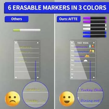 AITEE Acrylic Magnetic Weekly Meal Planner for Fridge