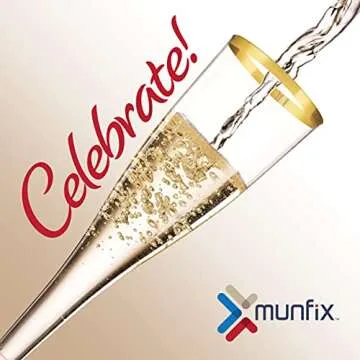 Munfix Gold Rimmed Plastic Champagne Flutes - 50 Pack