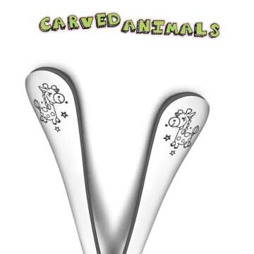 TeamFar Toddler Fork, Stainless Steel Toddler Utensils Forks Set of 6, Non Toxic & Healthy, Cute Animals & Attached Travel Case - Dishwasher Safe