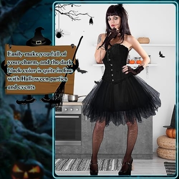 Newcotte Steampunk Witch Costume 4 Pcs Set for Halloween