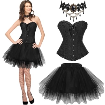 Newcotte Steampunk Witch Costume 4 Pcs Set for Halloween