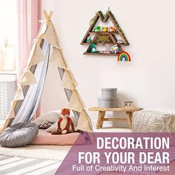 Pracaniz Crystal Shelf with Flap Drawer&Hooks for Wall&Desktop, Moon Shelf for Crystal Holder as Witchy Room Decor,Moon Phase Triangle Shelf,Boho Room Decor&Vintage Room Decor.