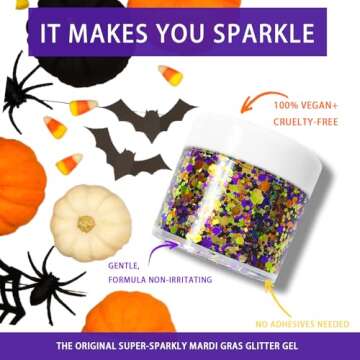 Vibrant Halloween Glitter Gel for Face, Body, & Hair