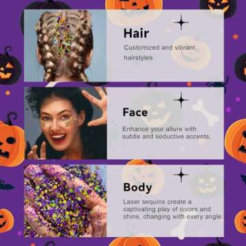 Vibrant Halloween Glitter Gel for Face, Body, & Hair