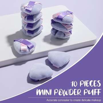 BS-MALL Mini Triangle Powder Puff | Precision Makeup Application | Pack of 10 | Stylish & Portable