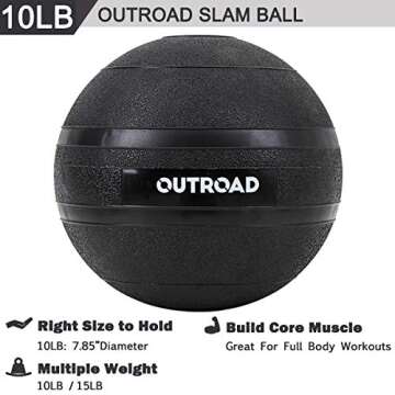 Outroad Slam Ball Textured Surface Fitness Gym Equipmentfor Strength and Conditioning Exercises, Cross Training, Cardio and Core Workouts (10lbs)