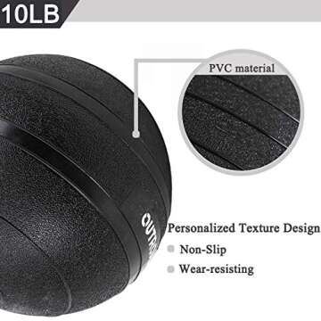 Outroad Slam Ball Textured Surface Fitness Gym Equipmentfor Strength and Conditioning Exercises, Cross Training, Cardio and Core Workouts (10lbs)