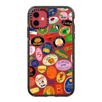 CASETiFY Impact Case for iPhone 11 - Fruit Stickers - Clear Black